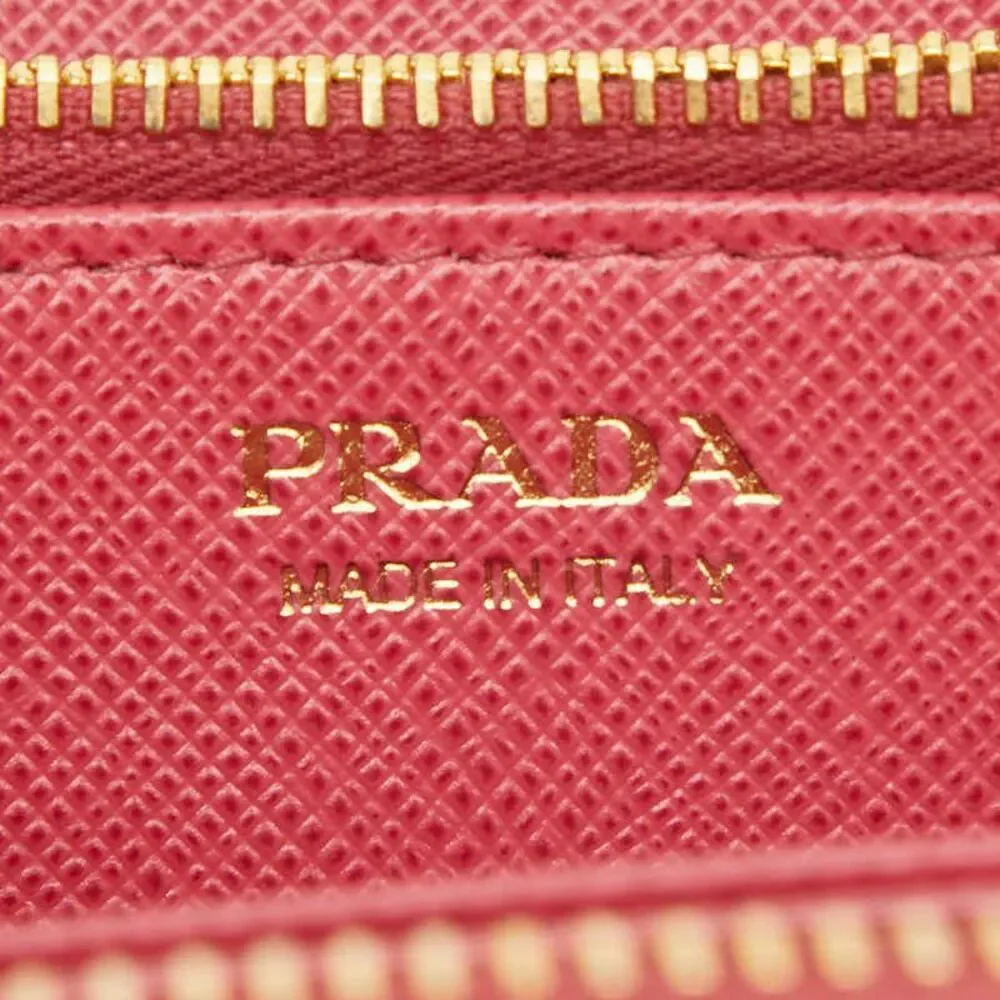 Prada Saffiano Round Zip Long Wallet